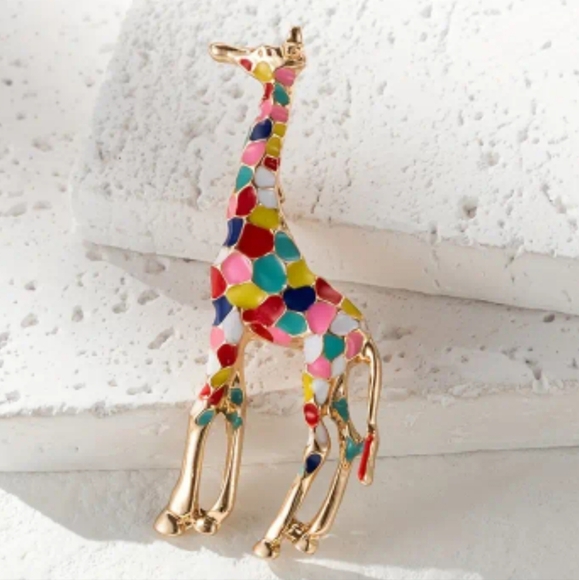 Fashion Jewelry Jewelry - Fun Colorful Giraffe 🦒 Brooch BRG